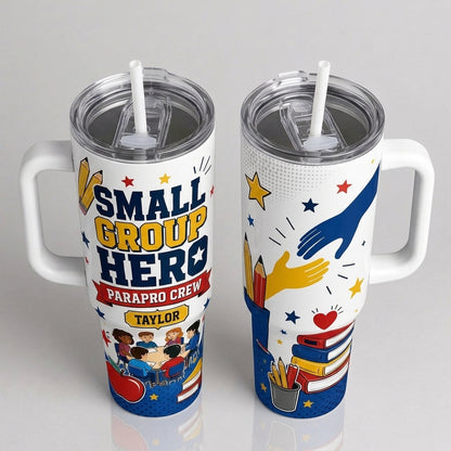 Personalized Small Group Hero Parapro Crew 40oz Tumbler with Handle - Custom Name Gift for Teacher Assistants