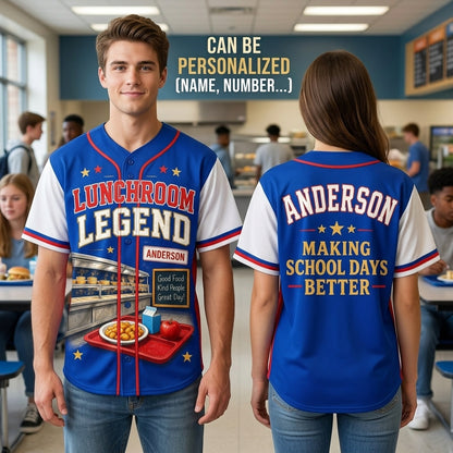 Personalized Lunchroom Legend Baseball Jersey - Custom Name School Cafeteria Worker Gift