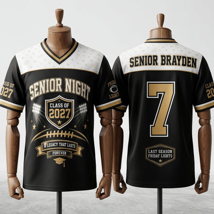 Personalized Senior Night Football Jersey Class of 2027 - Custom Name and Number High School Graduation Gift
