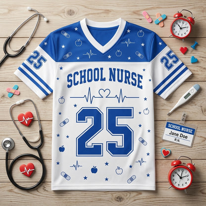 Personalized School Nurse Mesh Football Jersey - Custom Name Health Office Healthcare Hero Gift