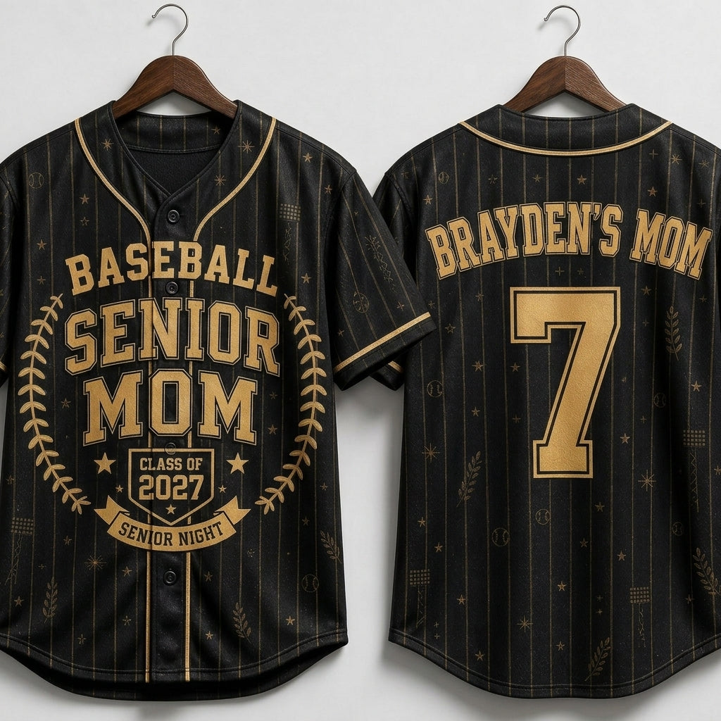 Personalized Baseball Senior Mom Jersey - Custom Name & Number Class of 2027 Senior Night Gift