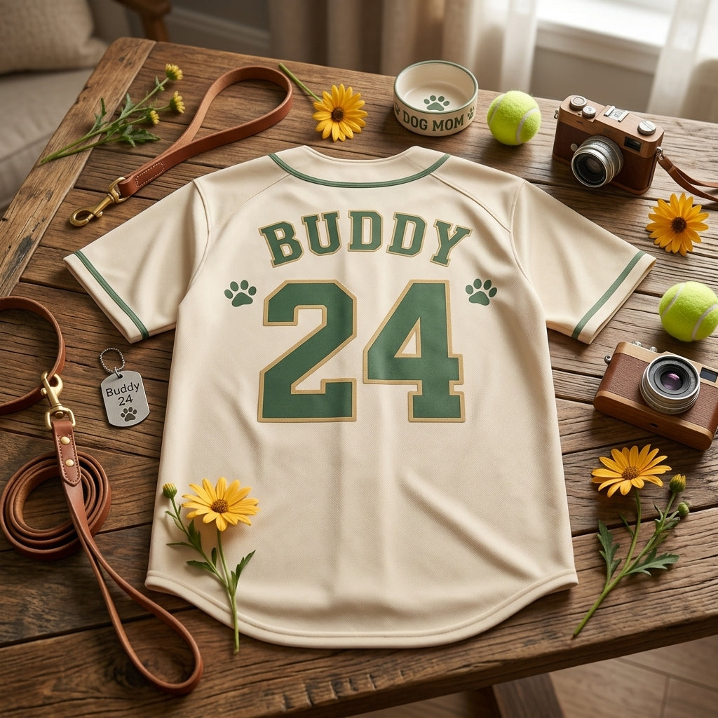 Personalized Dog Mom Baseball Jersey with Custom Pet Photo - Custom Name & Number Athletic Jersey for Dog Lovers