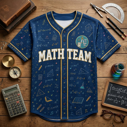 Personalized Math Team Baseball Jersey - Custom Name & Number Math MVP Jersey for Students & Teachers