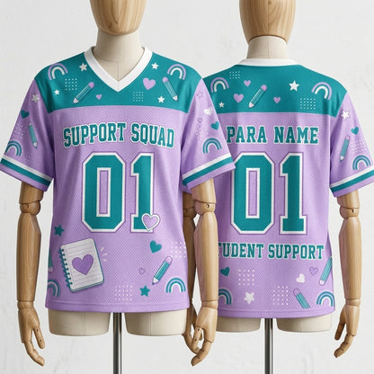 Personalized Support Squad Mesh Football Jersey - Custom Para Name Student Support Appreciation Gift