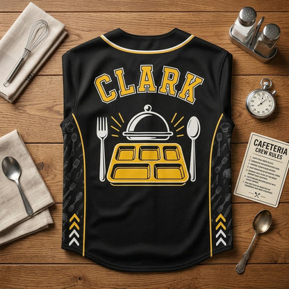 Personalized Cafeteria Crew Baseball Jersey - Custom Name Lunch Line Legend Staff Shirt