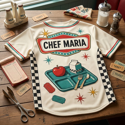 Personalized Cafeteria Crew Retro Baseball Jersey - Custom Name School Lunch Lady Gift