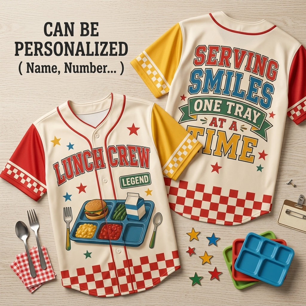 Personalized Lunch Crew Legend Baseball Jersey - Custom Cafeteria Worker Gift for School Lunch Lady