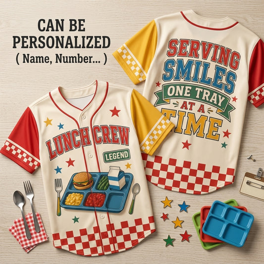 Personalized Lunch Crew Legend Baseball Jersey - Custom Cafeteria Worker Gift for School Lunch Lady