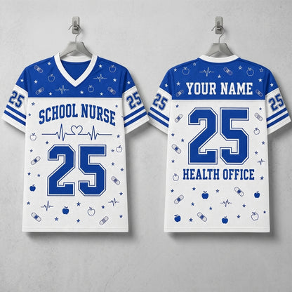 Personalized School Nurse Mesh Football Jersey - Custom Name Health Office Healthcare Hero Gift