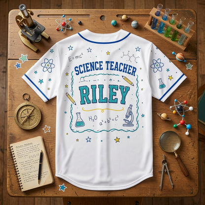 Personalized Science Teacher STEM Squad Baseball Jersey - Custom Name Education Gift for Educators