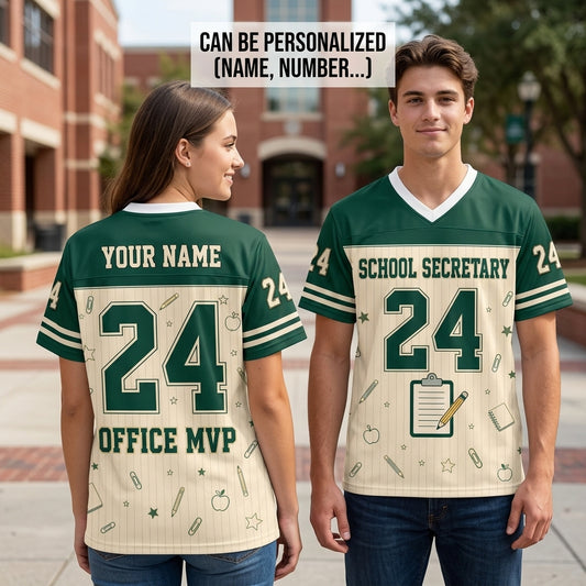 Personalized School Secretary Mesh Football Jersey - Custom Name Office MVP Administrative Staff Apparel
