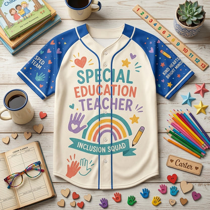 Personalized Special Education Teacher Baseball Jersey Inclusion Squad Custom Name SPED Gift