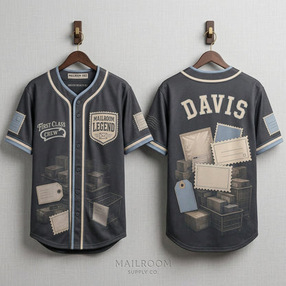 Personalized Mailroom Legend Baseball Jersey - Custom Name First Class Crew Postal Worker Gift