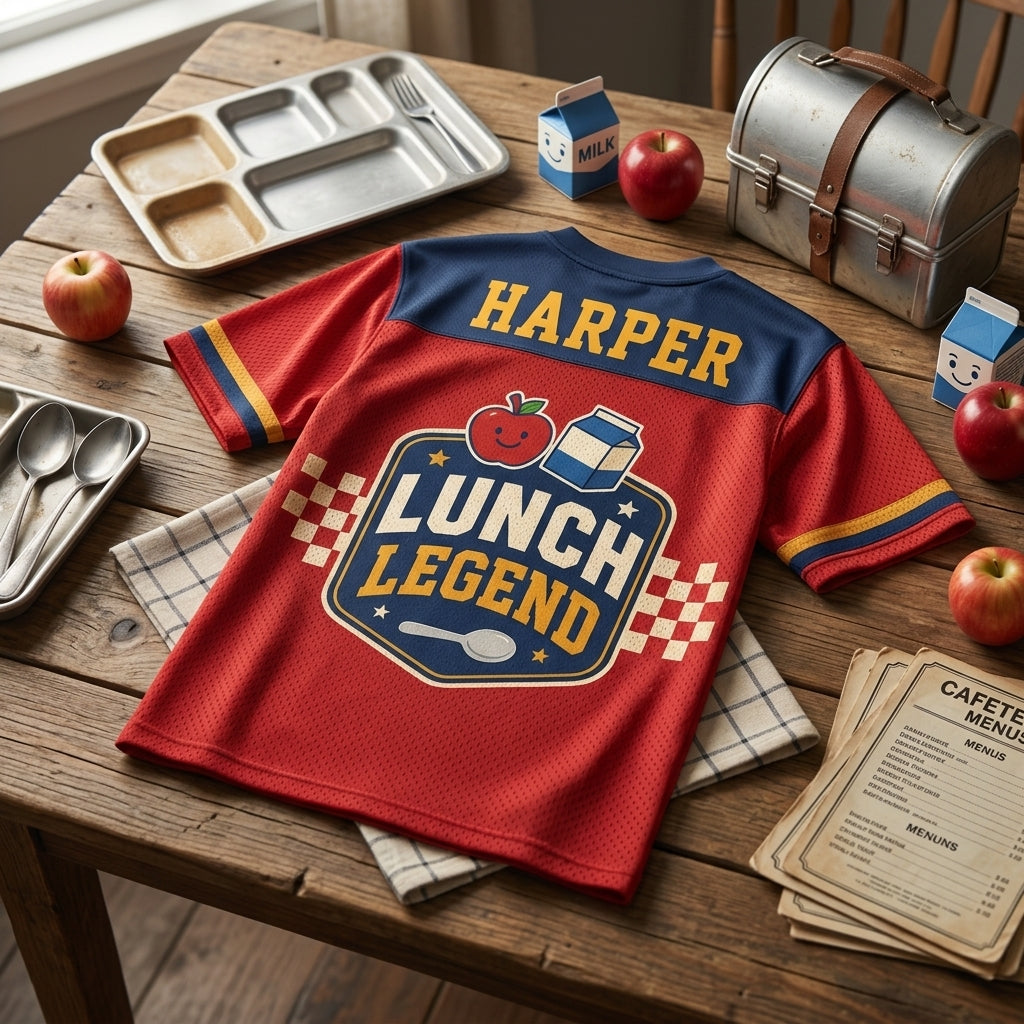 Personalized Lunch Legend Cafeteria Crew Football Jersey - Custom Name School Staff Gift