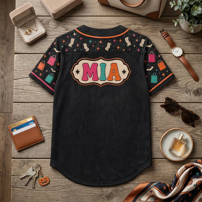 Personalized Halloween Ghost Baseball Jersey - On My Way To Spend My Husband's Money - Custom Name Shopping Shirt