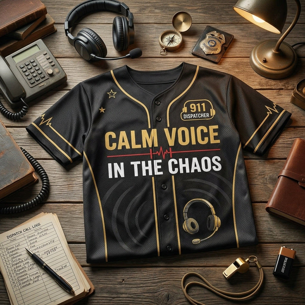 Personalized 911 Dispatcher Baseball Jersey - Custom Calm Voice In The Chaos Headset Hero Shirt