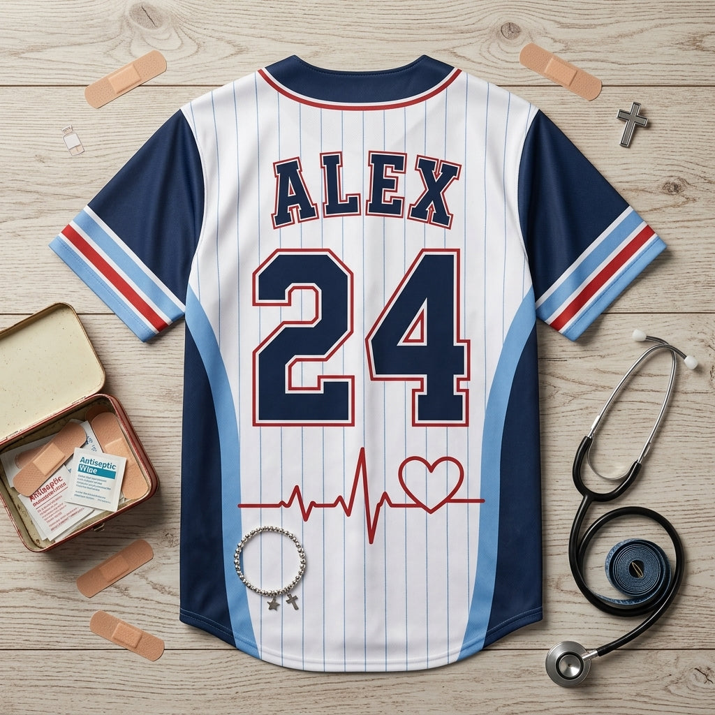 Personalized School Nurse Baseball Jersey - Custom Name & Number Athletic Jersey for Healthcare Heroes