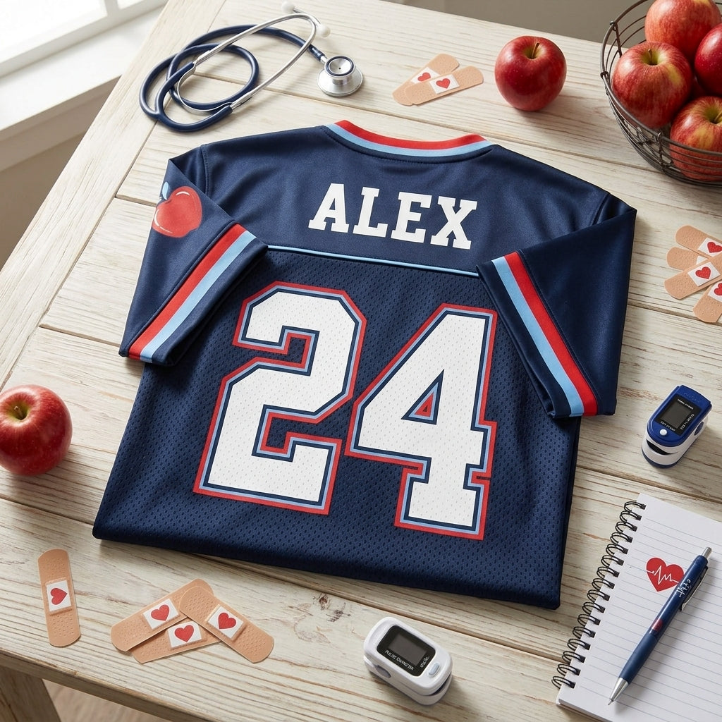 Personalized School Nurse Football Jersey - Custom Name and Number Navy Mesh Athletic Shirt