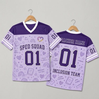 Personalized SPED Squad Inclusion Team Mesh Football Jersey - Custom Name Special Education Teacher Sportswear