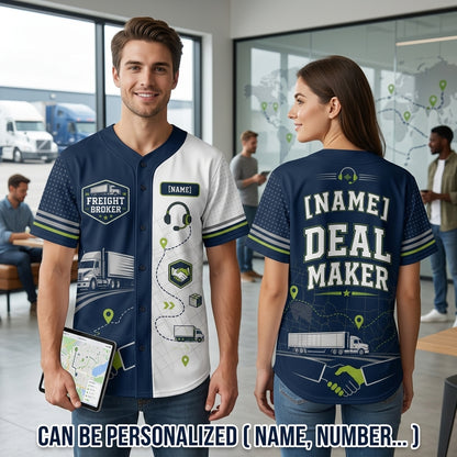 Personalized Freight Broker Deal Maker Baseball Jersey - Custom Name Logistics & Trucking Gift for Dispatchers product view 2