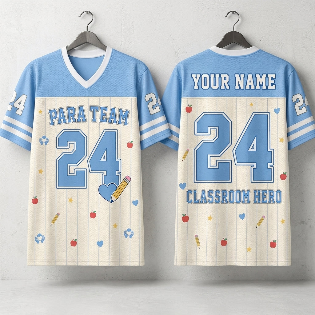 Personalized Para Team Classroom Hero Mesh Football Jersey - Custom Name Teacher Appreciation Gift
