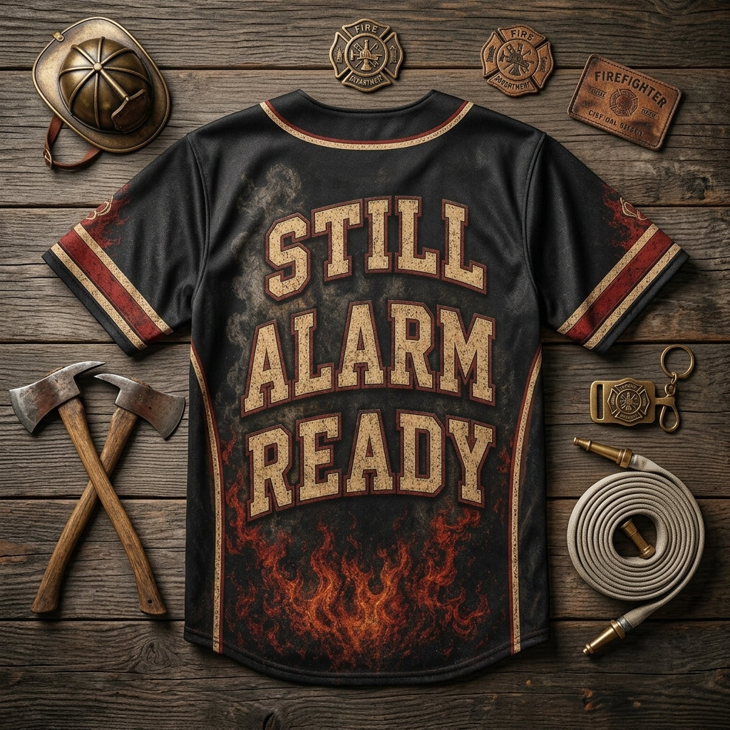 Custom Firefighter Still Alarm Ready Baseball Jersey - Personalized First Responder Off Duty Gift