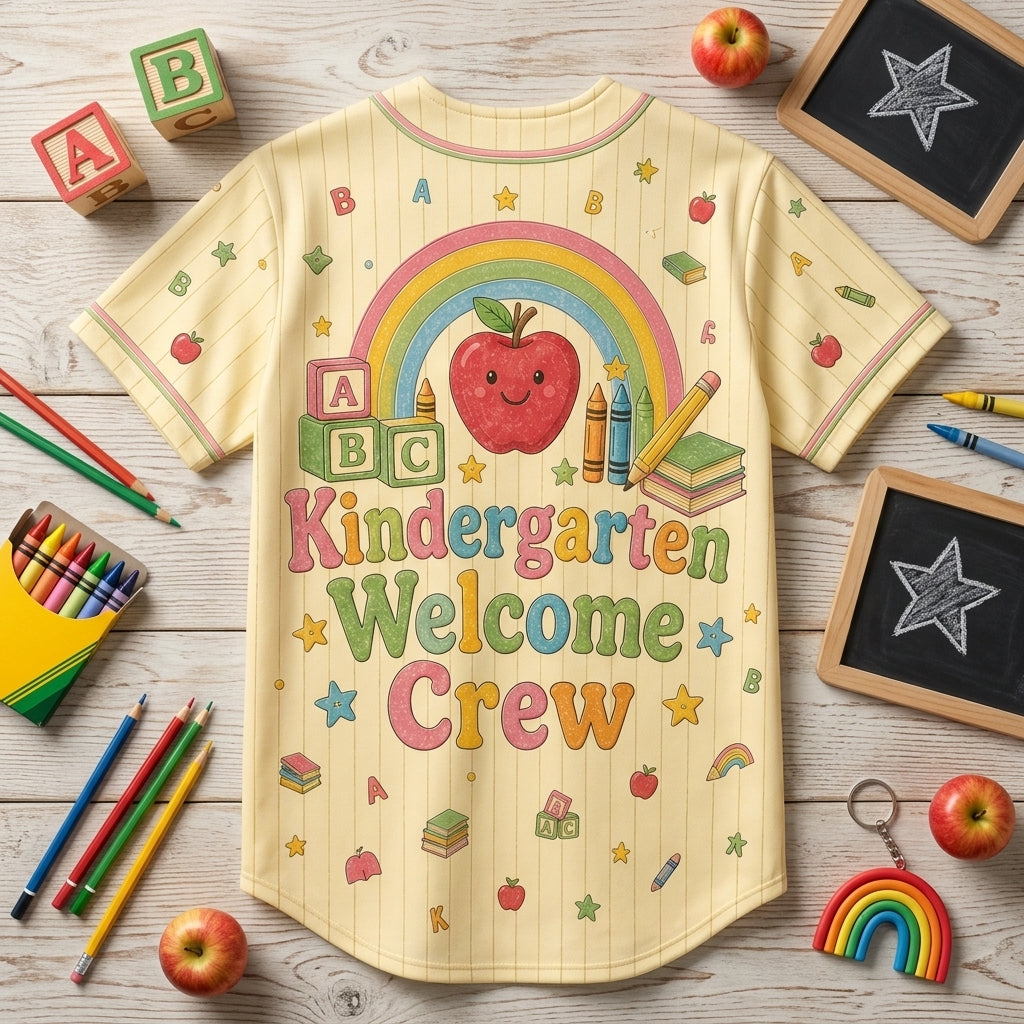 Personalized Kindergarten Crew Teacher Baseball Jersey - Custom Name Welcome Crew School Shirt