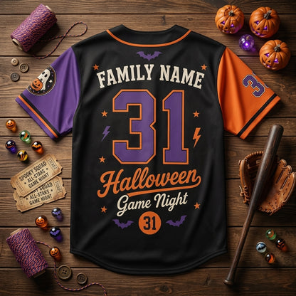 Personalized Spooky Squad Halloween Baseball Jersey - Custom Family Name and Number Ghost Jersey