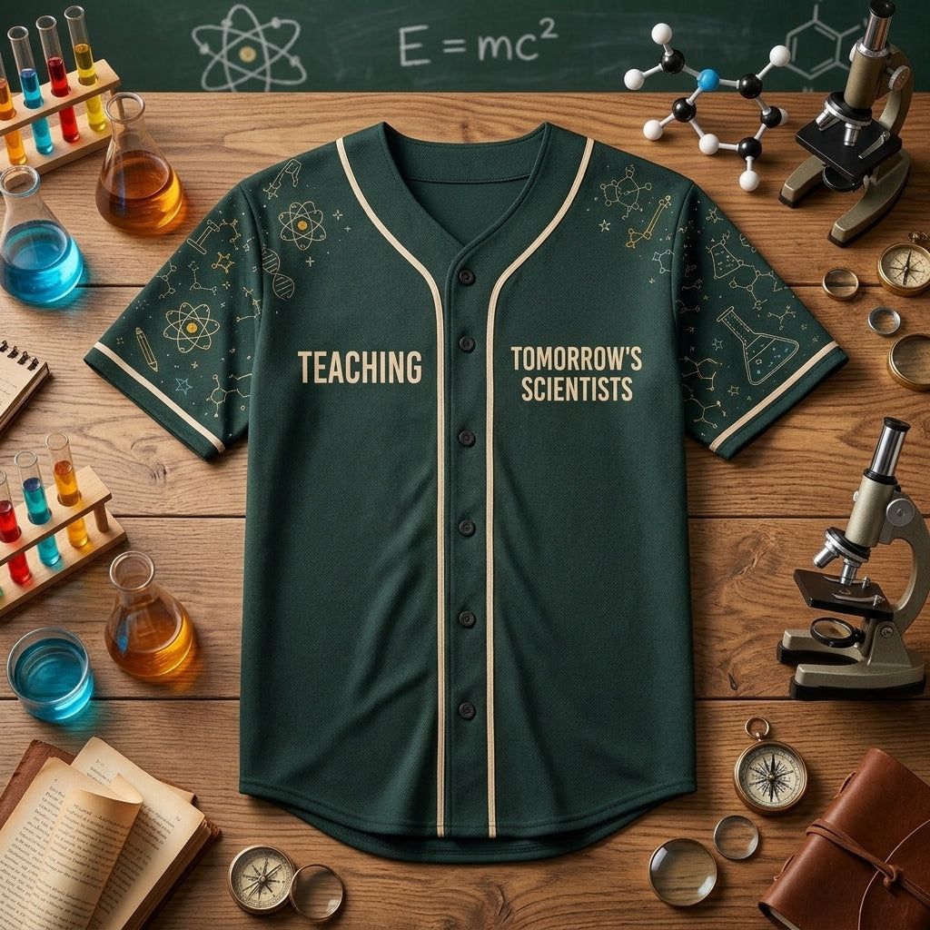 Personalized Science Teacher Baseball Jersey - Custom Name Lab 101 STEM Educator Uniform