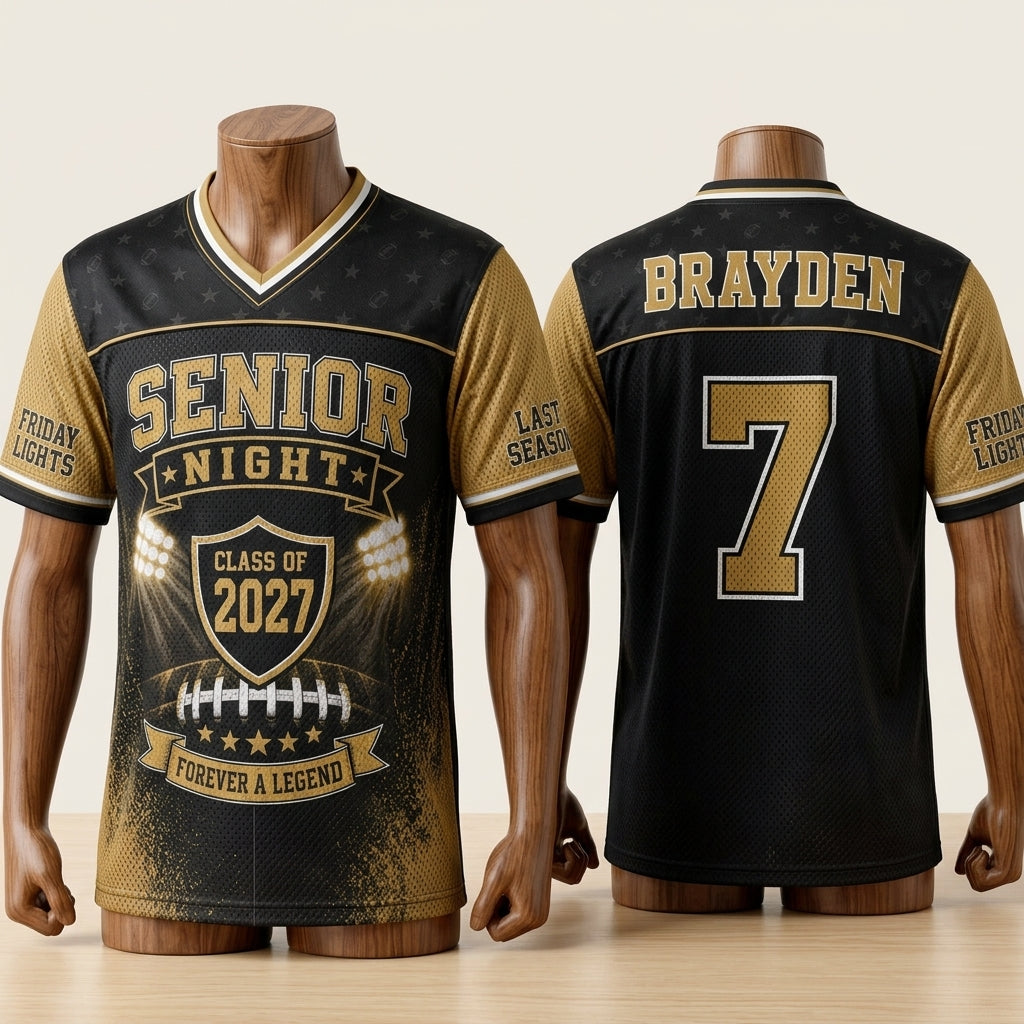 Personalized Senior Night Class of 2027 Football Jersey - Custom Name & Number Hybrid Mesh Sportswear