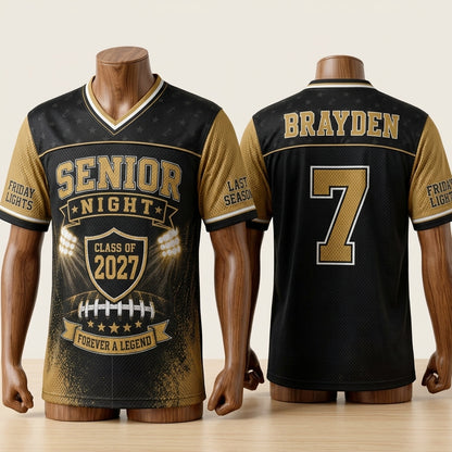Personalized Senior Night Class of 2027 Football Jersey - Custom Name & Number Hybrid Mesh Sportswear