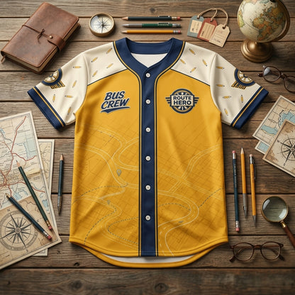 Personalized School Bus Driver Baseball Jersey - Custom Name Bus Crew Route Hero Athletic Shirt