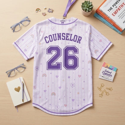 Personalized School Counselor Baseball Jersey - Kindness Crew Custom Name & Number Teacher Gift
