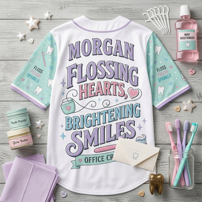 Personalized Dental Hygienist Smile Squad Baseball Jersey - Custom Name Dental Assistant Office Crew Gift