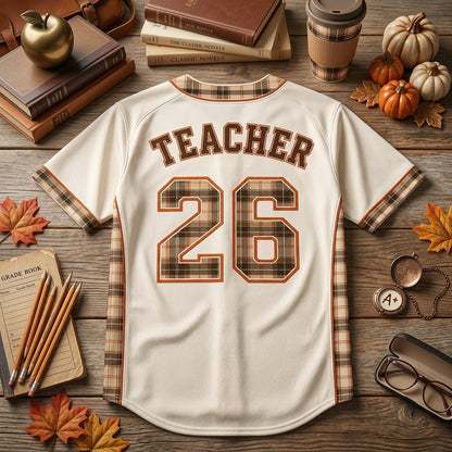 Personalized Pumpkin Spice Teacher Fuel Baseball Jersey - Custom Name & Number Fall Autumn Teacher Gift