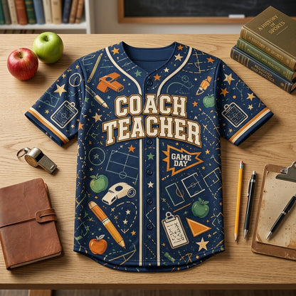 Personalized Coach Teacher Baseball Jersey - Custom Name and Number PE Crew Athletic Shirt