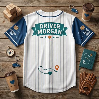 Personalized Delivery Driver Route Hero Baseball Jersey - Custom Name Courier Gift