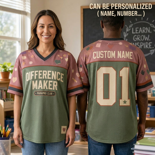 Personalized Difference Maker Parapro Club Football Jersey - Custom Name Mesh Teacher Appreciation Sportswear