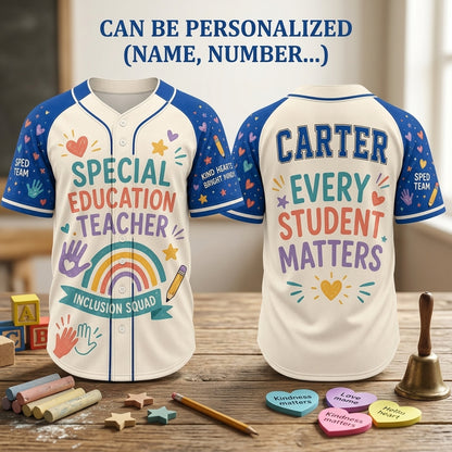 Personalized Special Education Teacher Baseball Jersey Inclusion Squad Custom Name SPED Gift
