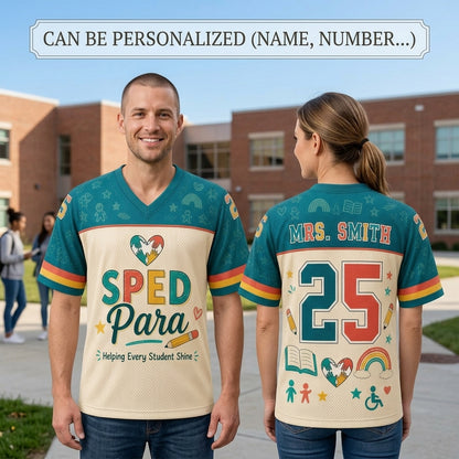 Personalized SPED Para Football Jersey - Custom Name & Number Special Education Teacher Gift