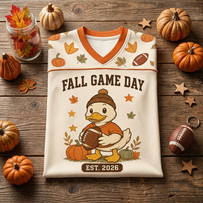 Personalized Fall Game Day Duck Football Jersey - Custom Name and Number Autumn Sports Apparel