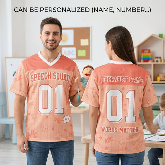 Personalized Speech Squad Mesh Football Jersey - Custom Name Speech Therapist SLP Gift Athletic Shirt