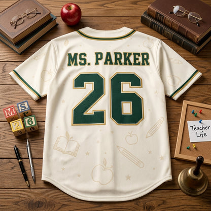 Personalized Teacher Grade Squad Baseball Jersey - Custom Name and Number School Staff Shirt - Kindergarten