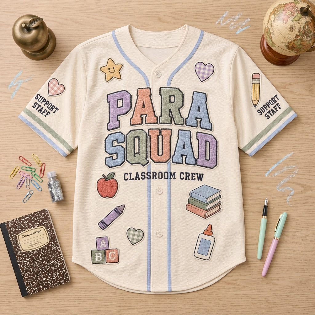 Personalized Para Squad Baseball Jersey Custom Teacher Name Classroom Crew Shirt Mrs Smith