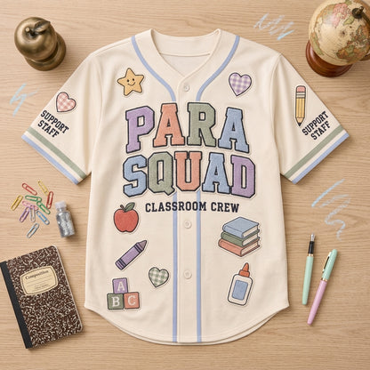 Personalized Para Squad Baseball Jersey Custom Teacher Name Classroom Crew Shirt Mrs Smith