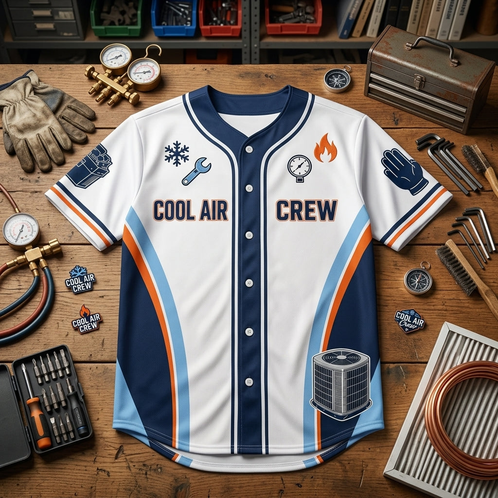 Personalized HVAC Technician Baseball Jersey - Custom Name Cool Air Crew HVAC Tech Life Apparel - baseball jersey product view 4