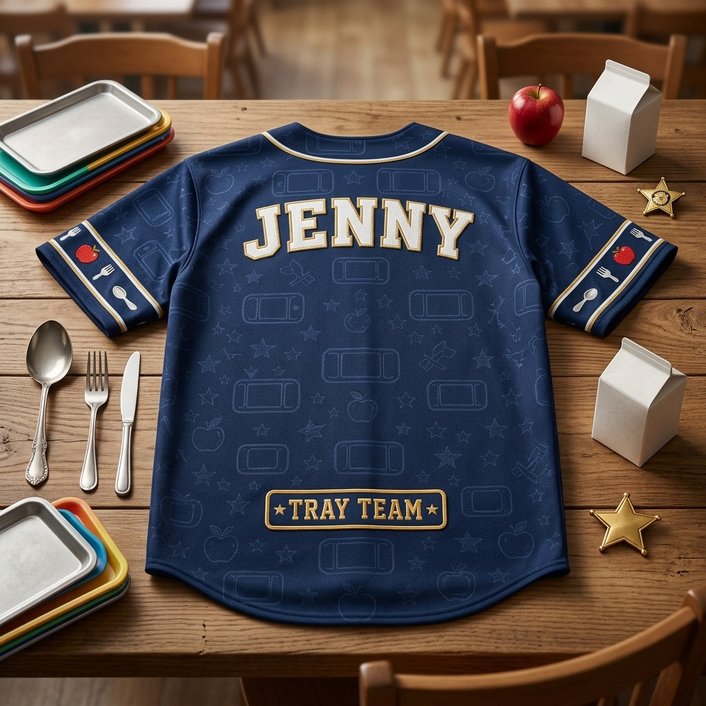 Personalized Cafeteria Squad Baseball Jersey - Custom Name Lunch Hero Food Service Gift for School Staff product view 5