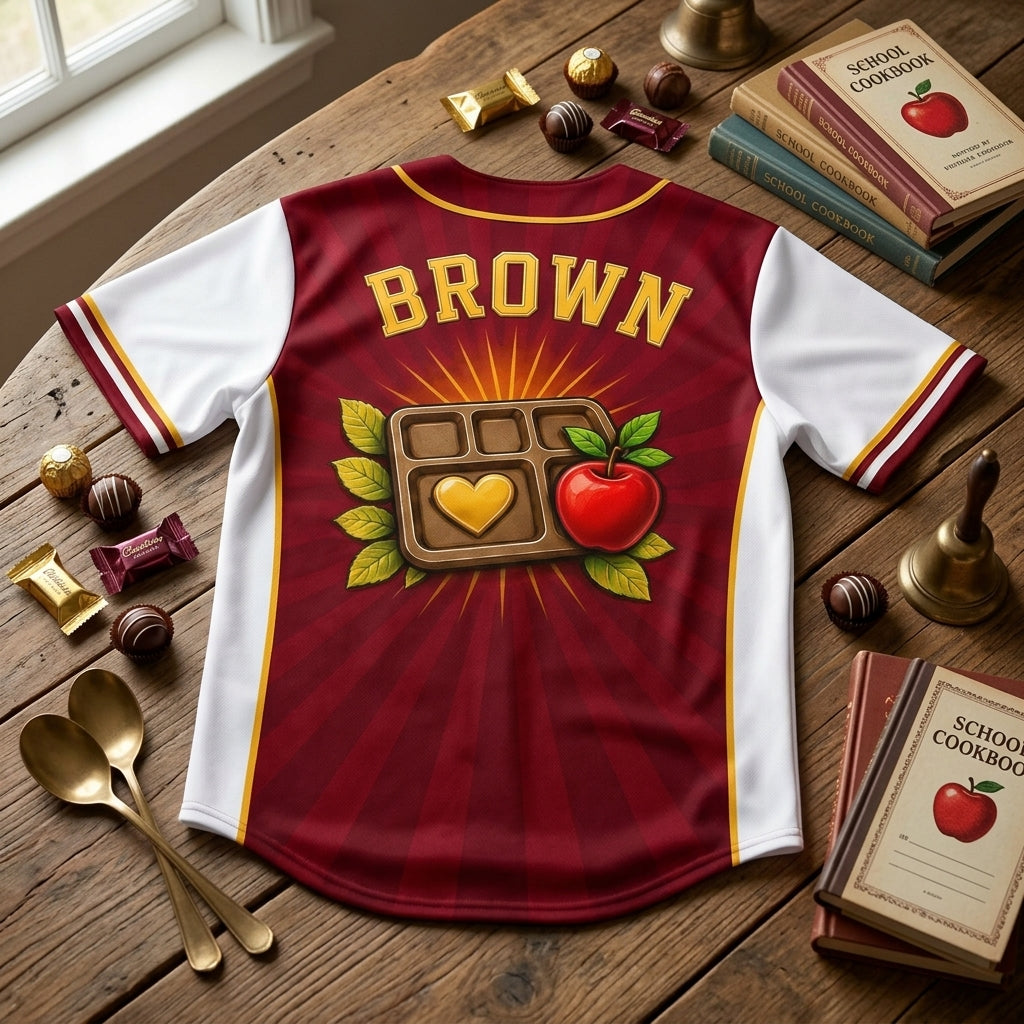Personalized Cafeteria Worker Baseball Jersey - Heart of School Custom Name School Lunch Hero Apparel