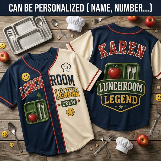 Personalized Lunch Room Legend Baseball Jersey - Custom Name School Cafeteria Staff Gift