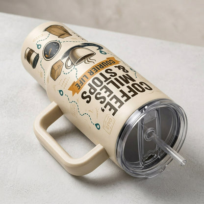 Personalized Delivery Driver 40oz Tumbler with Handle - Custom Name Courier Life Gift